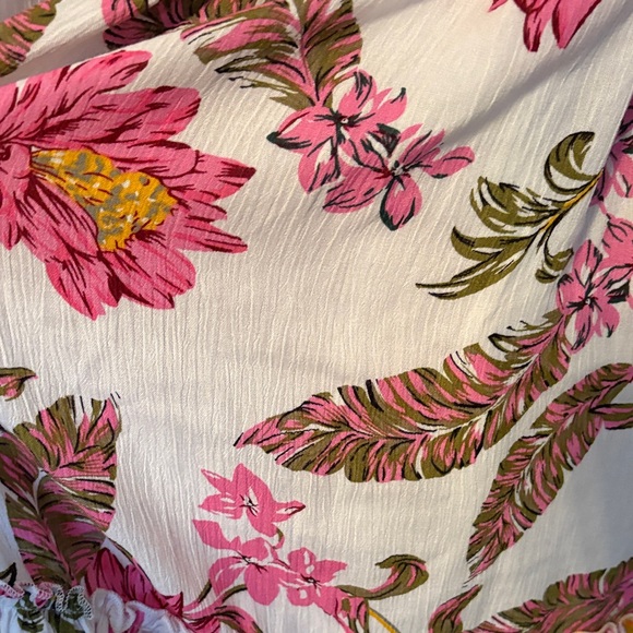 Bluivy Floral Off-Shoulder Pink & Yellow Tiered Dress - Picture 4 of 6